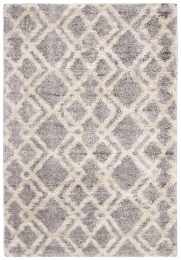 Safavieh Berber Shag Rug Collection BER213G - Grey - Cream - 8& x 8& Round
