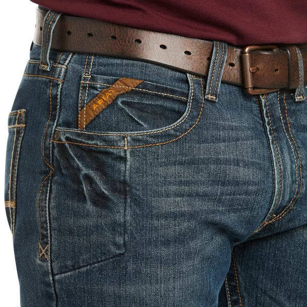Ariat Men's Rebar M5 Slim DuraStretch Edge Stackable Straight Leg Jeans - 10016222, Ironside