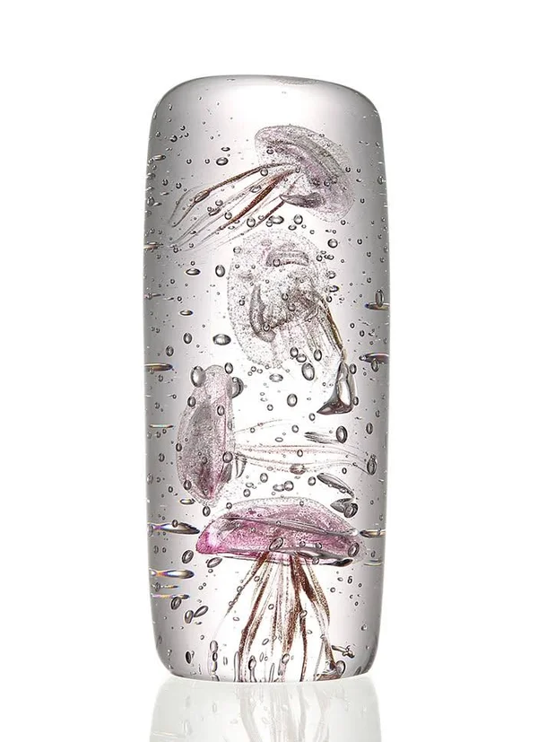 SPI Home Art Glass Small Pink Jellyfish Quartet