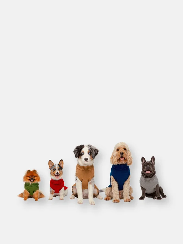 Fab Dog Super Chunky Turtleneck Dog Sweater, Black, 8x22