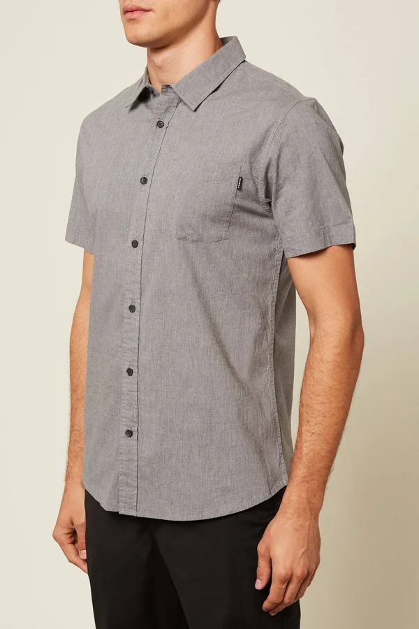 O&Neill Service Short Sleeve Shirt (Light Grey Heather) Men's Clothing