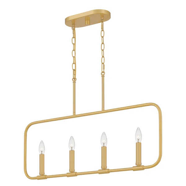Quoizel ABR432MBK Four Light Linear Chandelier Abner Matte Black