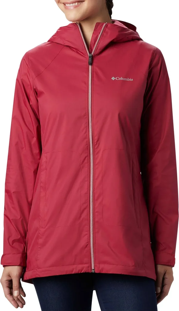 Columbia Women's Switchback Lined Long Rain Jacket - XL, Red