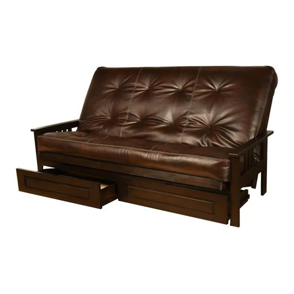 Kodiak Furniture Queen-size Faux Leather Futon Mattress in Java Brown