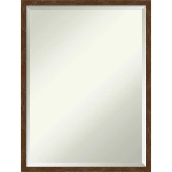 Amanti Art Carlisle 19 in. x 25 in. Rustic Rectangle Framed Brown Narrow Bathroom Vanity Wall Mirror, Matte Brown