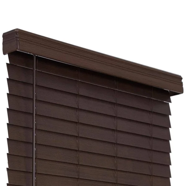 Allen + Roth 2.5-in Slat Width 61-in x 72-in Cordless Brown Faux Wood Room Darkening Horizontal Blinds, DFHSC6672-61