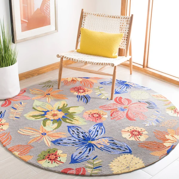 Safavieh Four Seasons FRS468C 4&0x22 x 4&0x22 Round Grey, Orange Area Rug