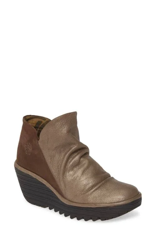 Women's Fly London &Yip& Wedge Bootie - Size 11-11.5US, 42eu W - Grey