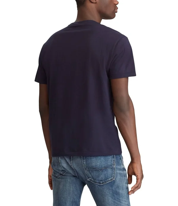 Polo Ralph Lauren Classic-Fit Short-Sleeve V-Neck Tee - Mens, XL, Dress Shirt Blue