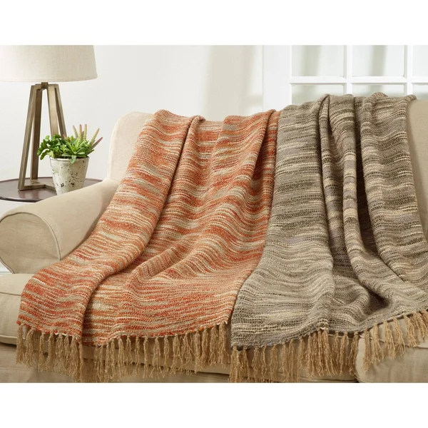 Saro Lifestyle Chindi Throw Blanket in Natural