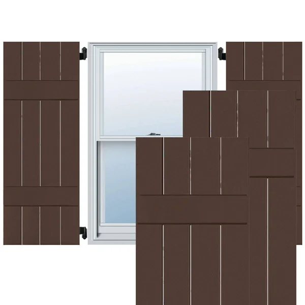 Noralco Industries, Inc. RWB15X061TBP 15x22W x 61x22H Exterior Four Board (2 Batten) Real Wood Pine Board-n-Batten Shutters (Per