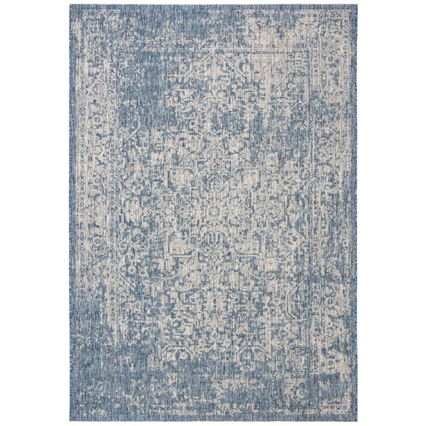 Safavieh Courtyard Collection CY8671-368 Indoor/Outdoor Area Rug - 6& 7x22 Square, Navy/Grey