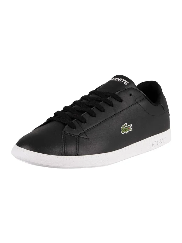 Lacoste Graduate BL 1 Black White Leather Mens Trainers, 7 UK