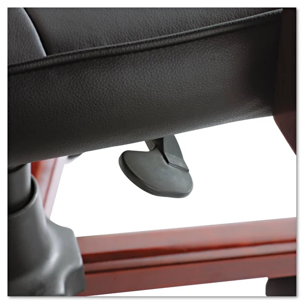 Alera Madaris Series Midback Knee Tilt Leather Chair Trim - Black/mahogany, 37.38" x 21.60" x 20.25"