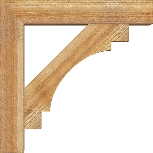 Ekena Millwork 1463049 6x22W x 26x22D x 26x22H Merced Block Rough Sawn Bracket w/ Offset Brace - Western Red Cedar