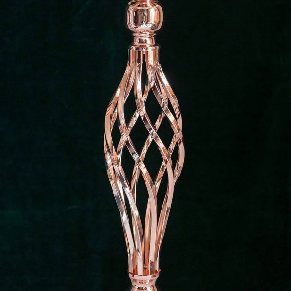 Balsacircle 2 Pcs 26 inch Tall Rose Gold Metal Candle Holder Vase Centerpieces - Pink