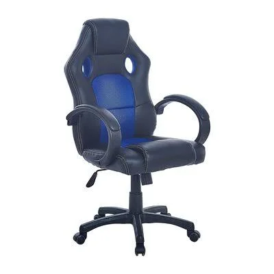 Inbox Zero Adjustable Reclining Ergonomic Faux Leather Swiveling PC & Racing Game Chair in Blue Inbox Zero