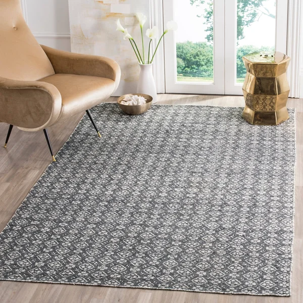 Kilim Rug Ivory Charcoal 5&x8& Safavieh