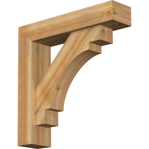 Ekena Millwork 1463049 6x22W x 26x22D x 26x22H Merced Block Rough Sawn Bracket w/ Offset Brace - Western Red Cedar