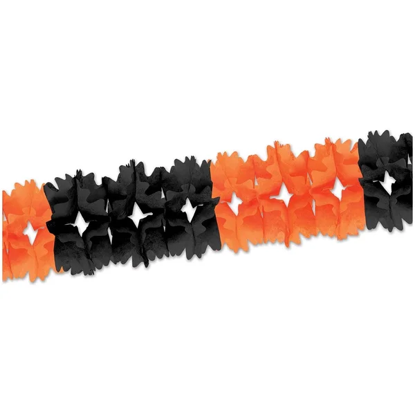 Club Pack of 12 Bright Orange and Black Festive Pageant Garland Decorations 14.5'