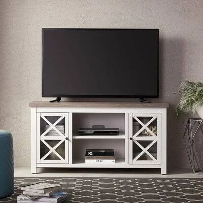 Baba TV Stand for TVs Up to 55x22 Gracie Oaks Color: White/Gray Oak