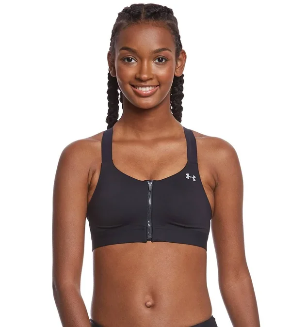 Under Armour Women's Eclipse High Impact Front Zip Sports Bra, Black, 36A