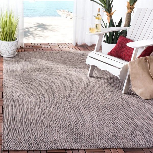 Safavieh Courtyard Navy, Grey Area Rug; 8& x 11&