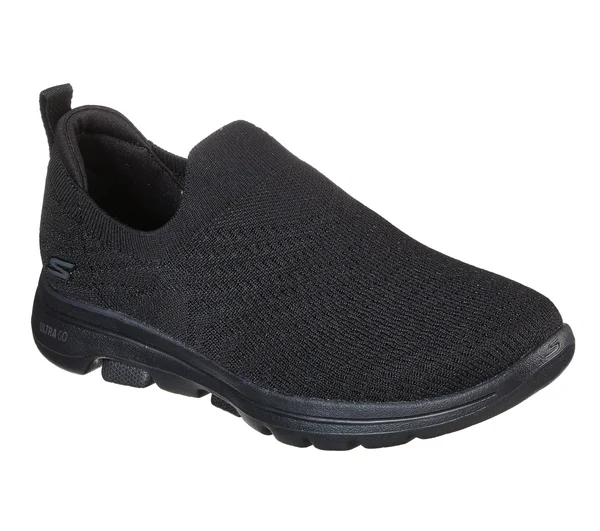 Skechers Women's GOwalk 5 Coastal View Walking Sneaker - Black/Black
