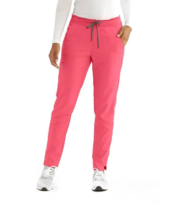 Grey&s Anatomy Spandex Stretch Women's Knit Waist Scrub Pants-GVSP509 (Peach Flower - Medium)