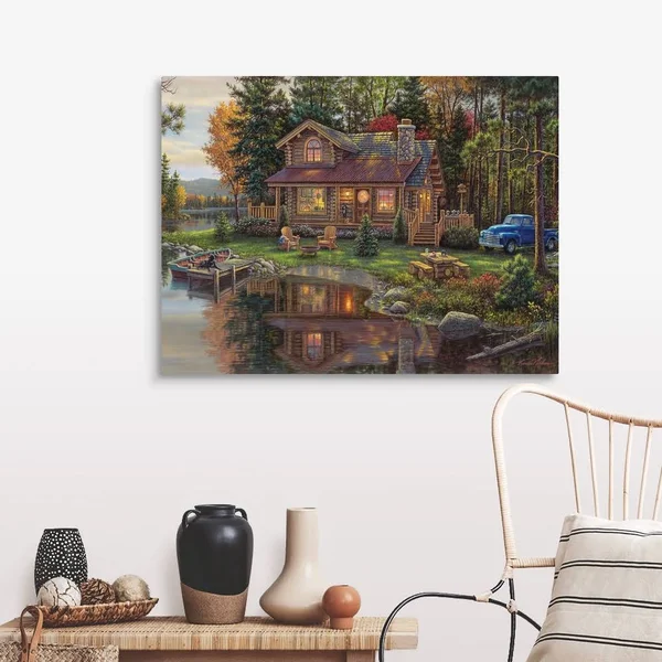 Peace Like A River Cabin - Canvas Wall Art, 40x30, Great Big Canvas