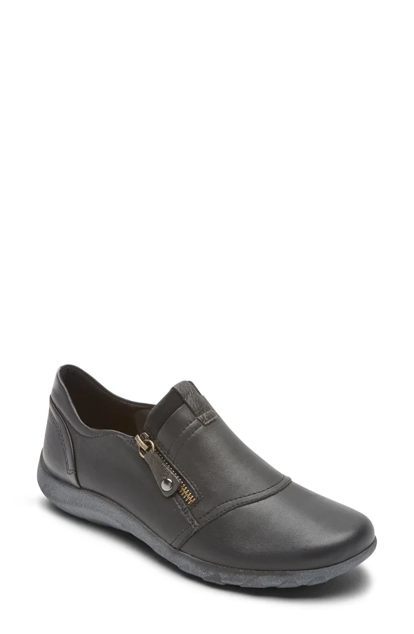Rockport Women's Cobb Hill Amalie Zipper Slip-On - Size: 9.5, Black Leather