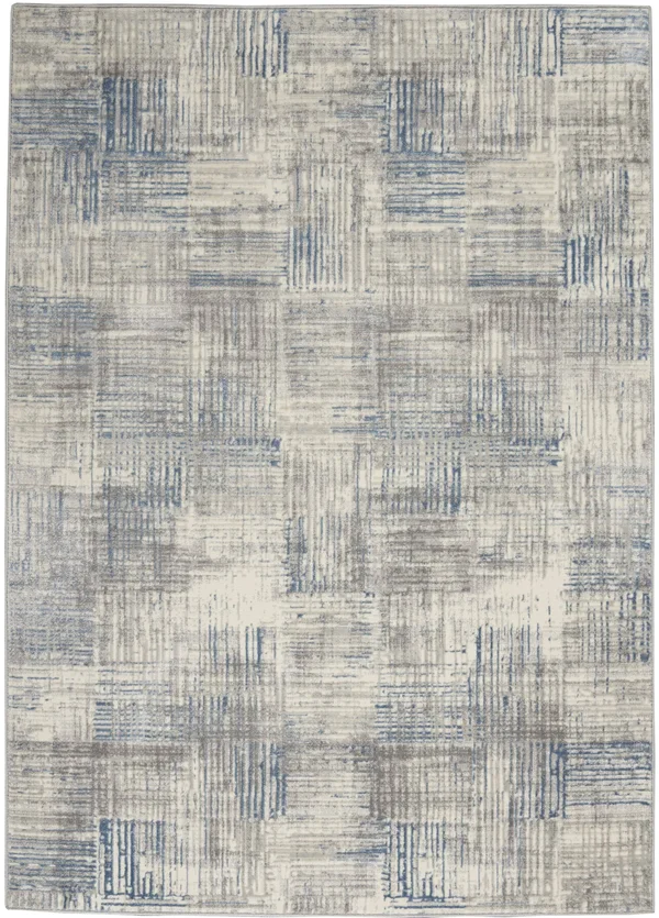 Nourison Solace SLA03 Area Rug - Ivory/Grey/Blue, 5&3x22 x 7&3x22