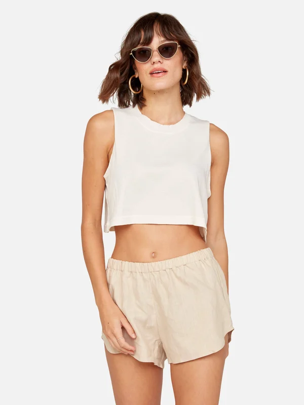 Organic Cotton Vintage Crop Tank Bone, XL