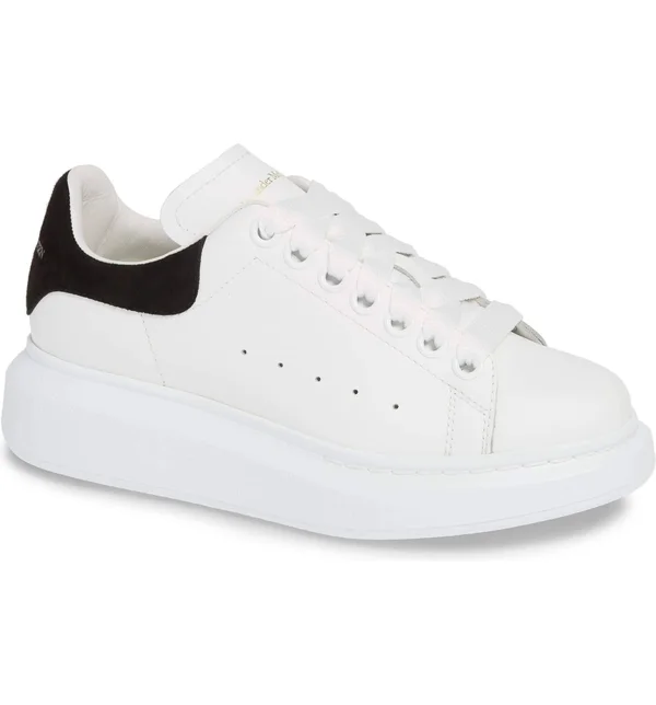 Alexander McQueen Women's Women's Suede Oversized Sneakers - White Black - Size 4.5
