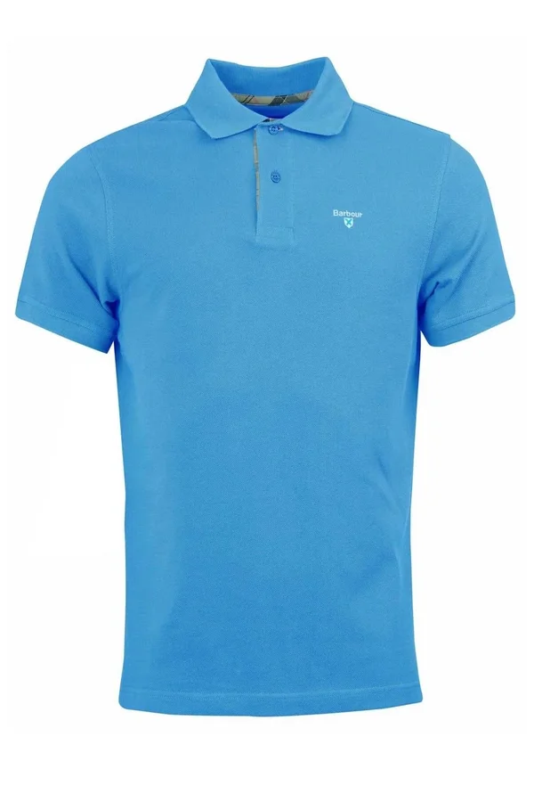 Barbour Tartan Pique Polo Shirt Delft Blue Size: Size 3XL