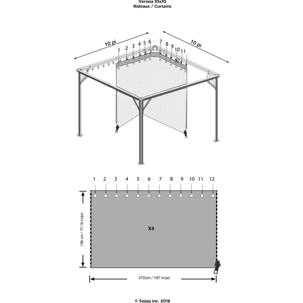 Sojag 10& x 10& Verona Gazebo Curtains