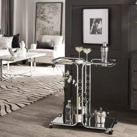Weston Home Chelsea Lane Hazel Chrome Finish Bar Cart - Silver