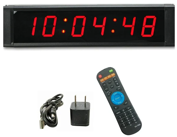 Ganxin Multifunctional 1'' High 6 Digits LED Wall Clock, with Countdown/up Digital Timer, 12/24-hour Real Time Clock, Stopwatch