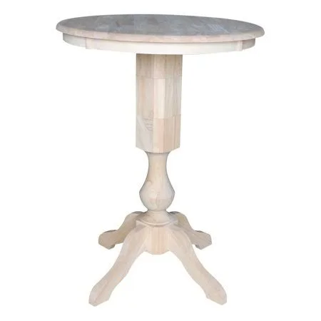 International Concepts 30x22 Round Pedestal Bar Height Table with 2 Madrid Bar Height Stools