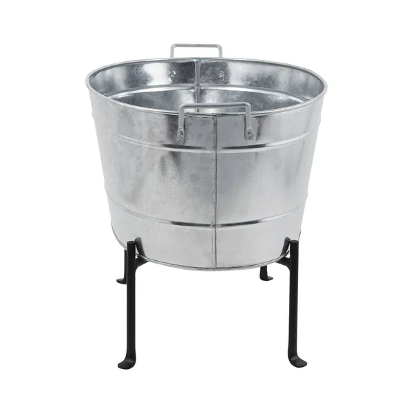 Achla Designs 24 in. W Steel Classic Oval Galvanized Tub with Folding Stand, Black