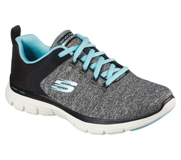 Skechers Women's Flex Appeal 4.0 Sneakers - Black/Light Blue, 5.5