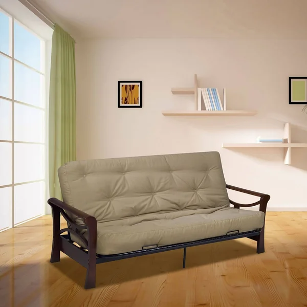 Wolf USF-4 8 inch Futon Mattress with 2.5 inch Finger Foam in Khaki - Queen