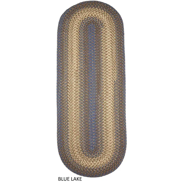 Ellsworth Indoor, Outdoor Reversible Braided Runner Rug by Rhody Rug (2& x 6&) Blue Lake