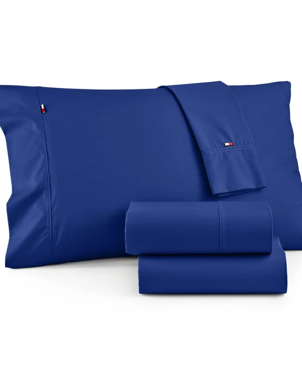 Tommy Hilfiger Signature Solid Sheet Set - Full, Dark Blue