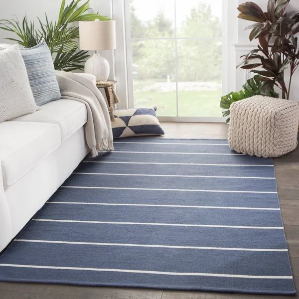 Lowe&s Sundry 9 x 12 Blue/Ivory Indoor/Outdoor Stripe Coastal Handcrafted Area Rug - BRG143127