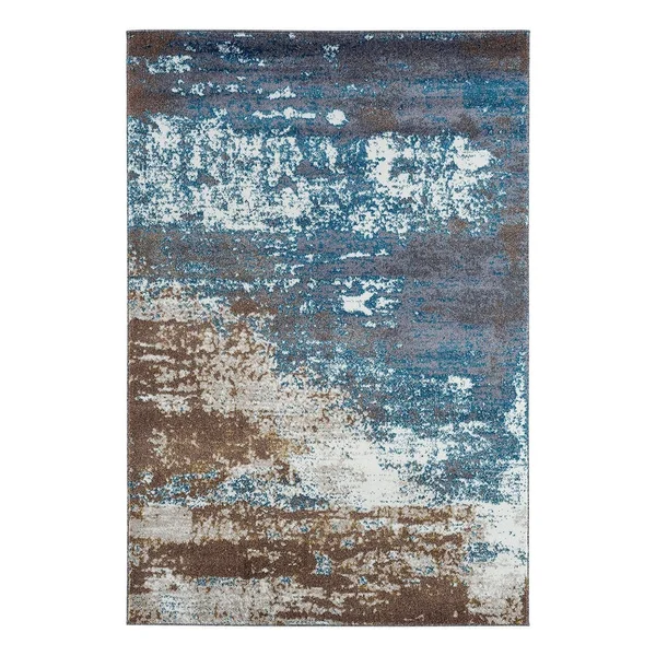 MDA Home Milan Cream/Turquoise Polypropylene Area Rug - 7&8x22 x 10&8x22