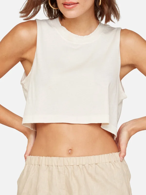 Organic Cotton Vintage Crop Tank Bone, XL