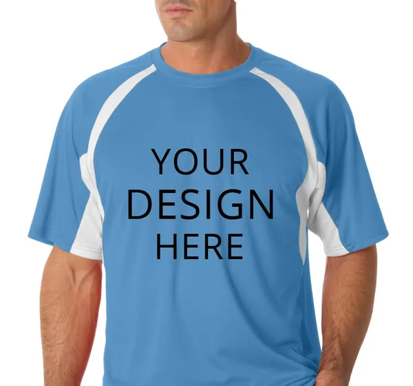 Custom Printed Badger Sports Men's Badger Adult B-Dry Hook Tee - Size: M, Columbia Blue/White