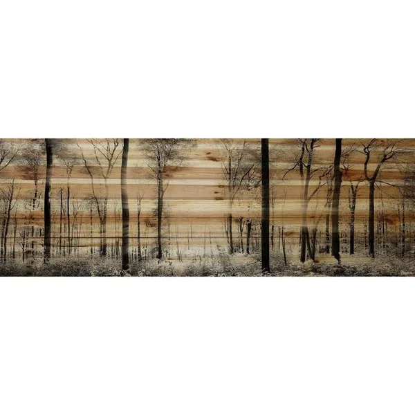 Parvez Taj Panoramic Forest Painting Print on Natural Pine Wood