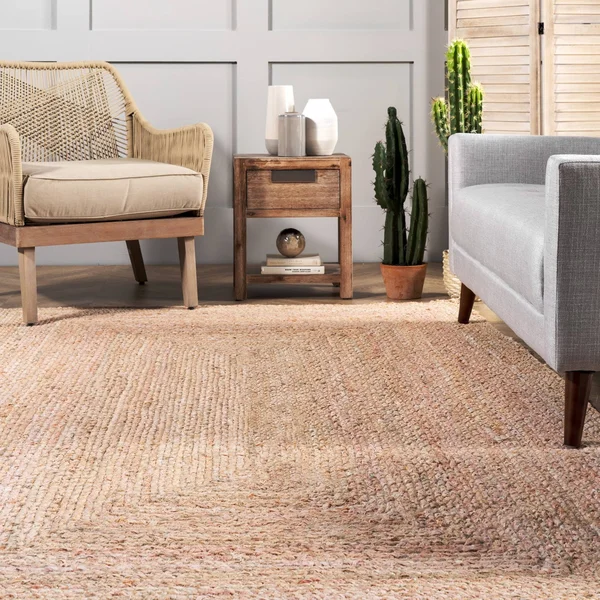 nuLOOM Hand Braided Otelia Denim and Jute Area Rug - 8& x 10&, Beige